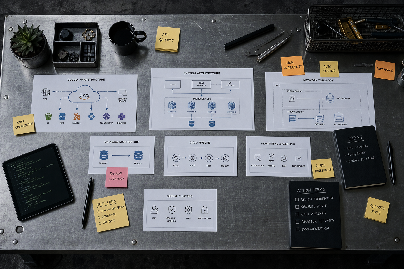 SIGNALMD LTD team planning cloud infrastructure on tempered steel workspace